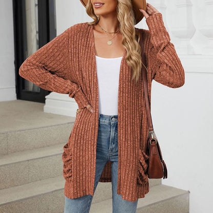 Gemütliche Herbst-Rippenstrickjacke für Damen