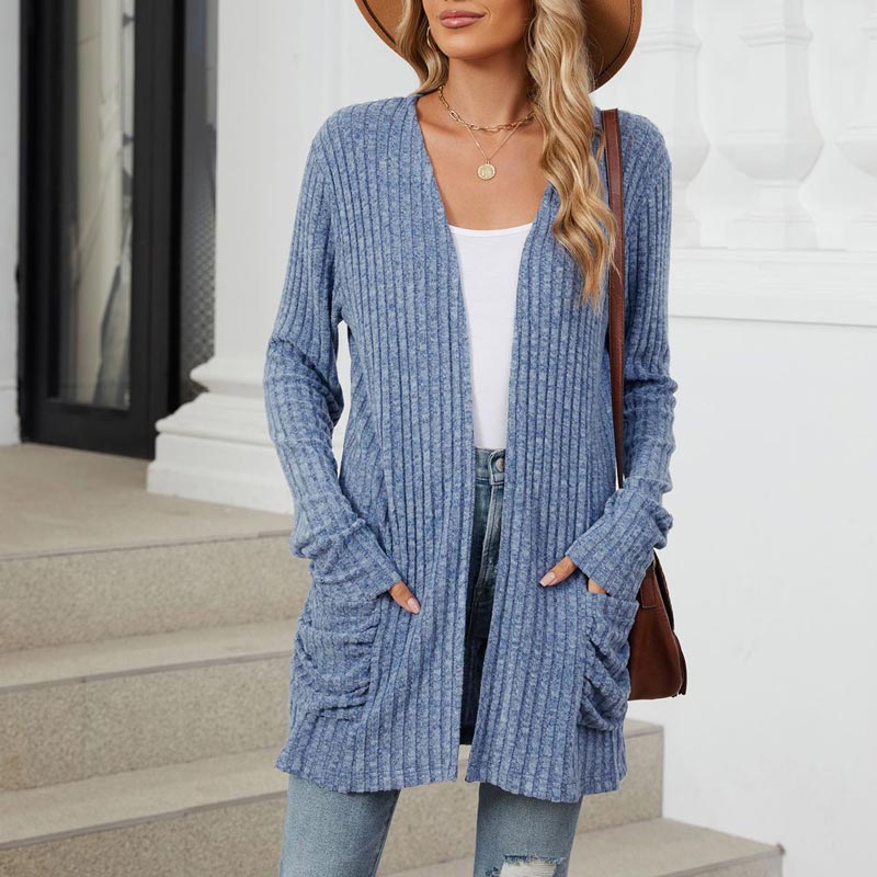 Gemütliche Herbst-Rippenstrickjacke für Damen
