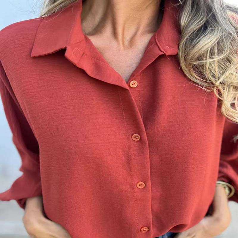 🔥HEISSER VERKAUF 49% - Elegantes einfarbiges Button-Up-Hemd für Damen
