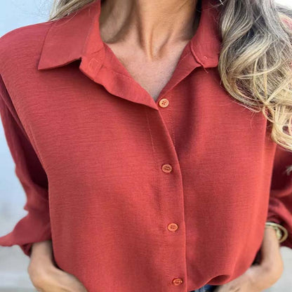 🔥HEISSER VERKAUF 49% - Elegantes einfarbiges Button-Up-Hemd für Damen