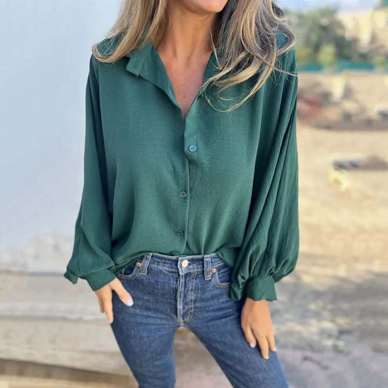 🔥HEISSER VERKAUF 49% - Elegantes einfarbiges Button-Up-Hemd für Damen