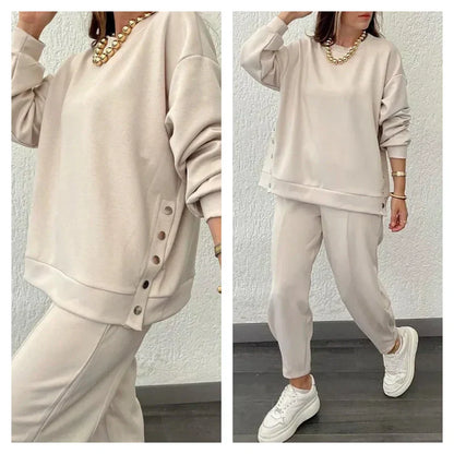 54%Rabatt🔥 Trendy einfarbiges zweiteiliges Set aus Oberteil und Hose für Damen