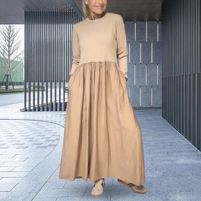 Fließendes Midi-Strickkleid mit langen Ärmeln