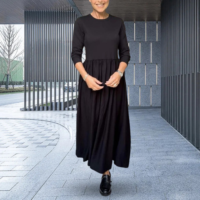 Fließendes Midi-Strickkleid mit langen Ärmeln
