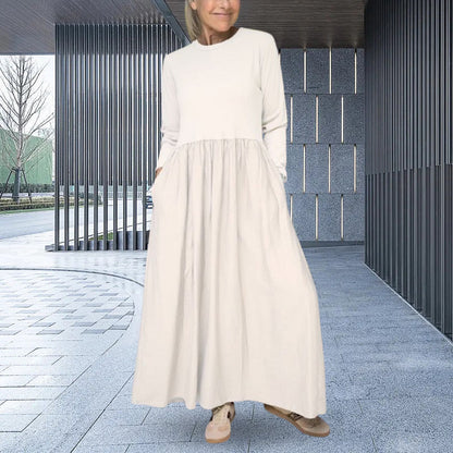 Fließendes Midi-Strickkleid mit langen Ärmeln