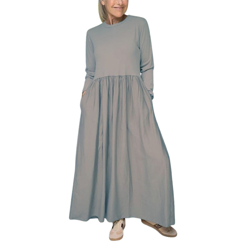 Fließendes Midi-Strickkleid mit langen Ärmeln