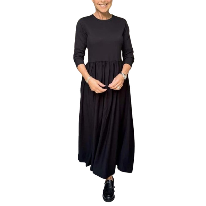 Fließendes Midi-Strickkleid mit langen Ärmeln