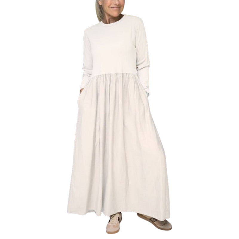 Fließendes Midi-Strickkleid mit langen Ärmeln