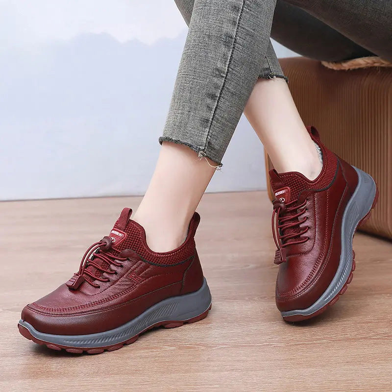 Dicke Damen Freizeitschuhe für Herbst und Winter mit weichen rutschfesten Sohlen