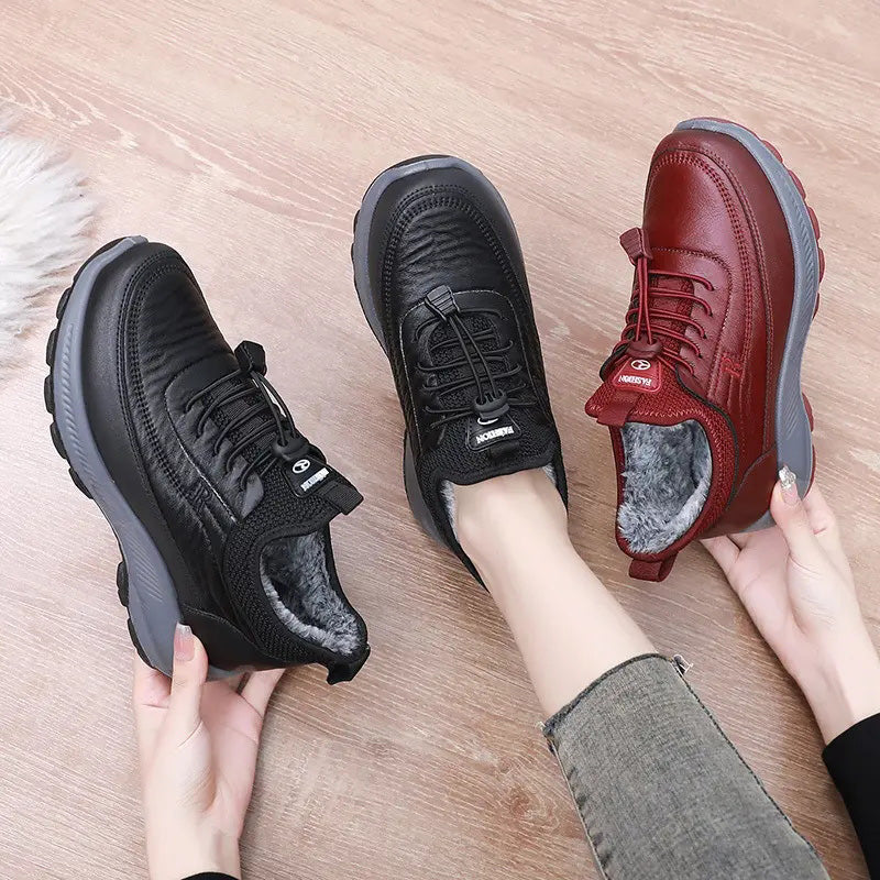 Dicke Damen Freizeitschuhe für Herbst und Winter mit weichen rutschfesten Sohlen