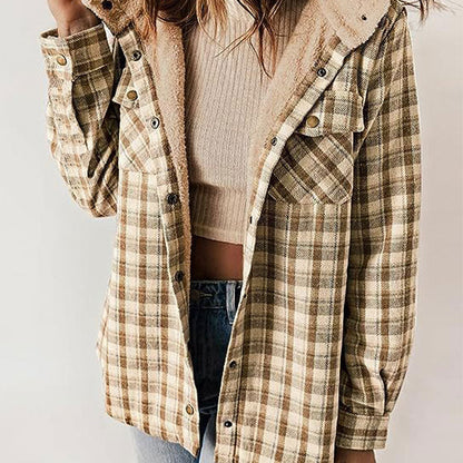 🔥49% Rabatt - Trendy karierte Winterjacke mit Kapuze für Damen