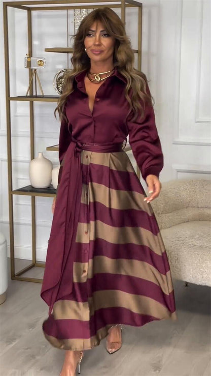 🥳Heiße Neuankömmlinge✨Elegantes Kleid mit Schnürung und bedrucktem Patchwork