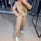 Damen Rundhalsausschnitt Lässiges Sport-Sweatshirt und Jogginghose 2-teiliges Set