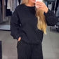 Damen Rundhalsausschnitt Lässiges Sport-Sweatshirt und Jogginghose 2-teiliges Set