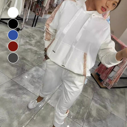 44% Rabatt🔥2-teiliges Set aus Oberteilen und Hosen mit Kapuze und Kordelzug für Damen