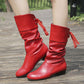 Damenstiefel mit Schnürung und klobigem Absatz bis zur Wadenmitte