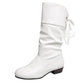 Damenstiefel mit Schnürung und klobigem Absatz bis zur Wadenmitte