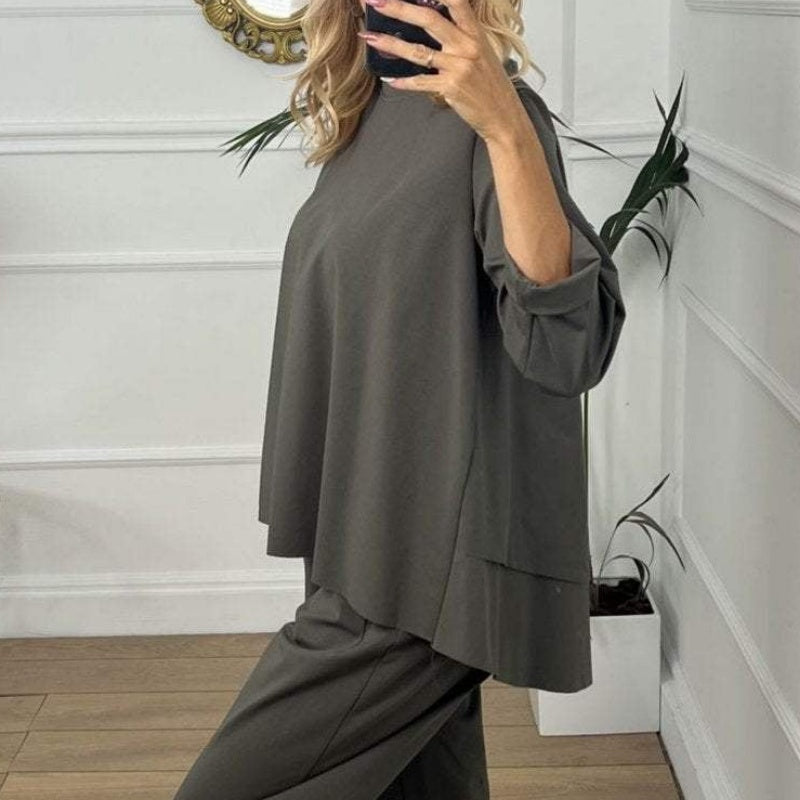 🍂Herbst-Spezial 50% Rabatt✨Lässiges, einfarbiges, langärmliges 2-teiliges Set für Damen