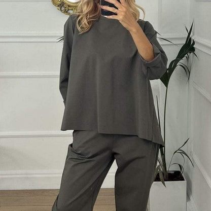 🍂Herbst-Spezial 50% Rabatt✨Lässiges, einfarbiges, langärmliges 2-teiliges Set für Damen