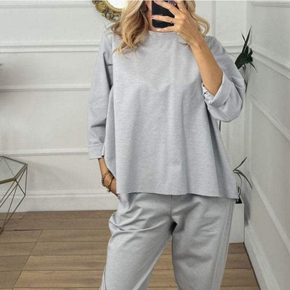🍂Herbst-Spezial 50% Rabatt✨Lässiges, einfarbiges, langärmliges 2-teiliges Set für Damen