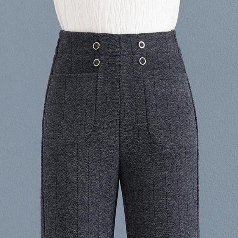 Verdickte, lässige, leicht ausgestellte, gerade Hose für Frauen