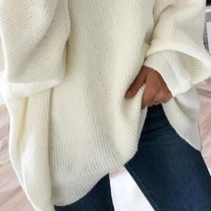 Übergroßer Rollkragenpullover aus einfarbigem Strick für Damen