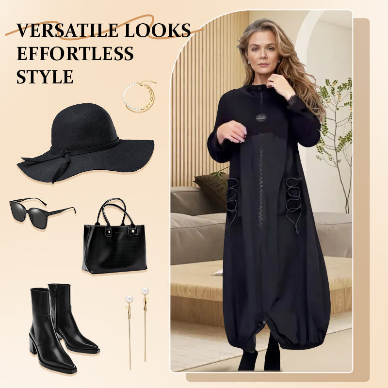 🍂Herbst-Neuankünfte🍂Langärmeliges Kleid mit Mokkakragen und Kordelzug【kostenloser Versand】
