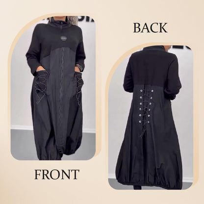 🍂Herbst-Neuankünfte🍂Langärmeliges Kleid mit Mokkakragen und Kordelzug【kostenloser Versand】