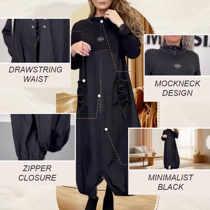 🍂Herbst-Neuankünfte🍂Langärmeliges Kleid mit Mokkakragen und Kordelzug【kostenloser Versand】