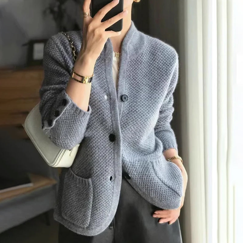 [Das beste Geschenk für sie]Damen Strickjacke mit Knopf