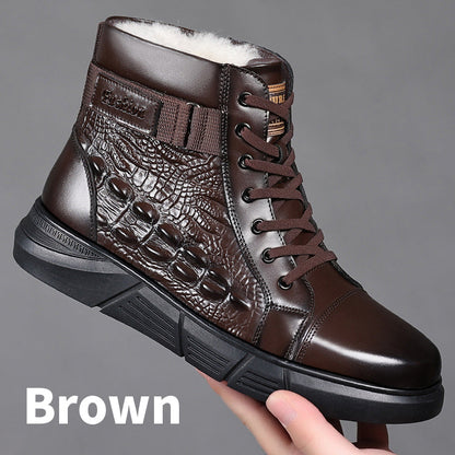 Wasserdichte warme Kunstleder-Schneestiefel für Männer
