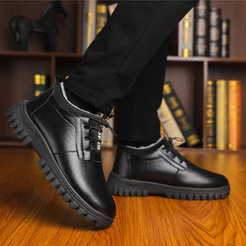 Isolierte Winterschuhe aus Leder mit Kunstplüsch-Futter für Herren