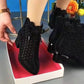 Kurze Damenstiefel mit hohlem Mesh-Perlenmuster und klobigem Absatz