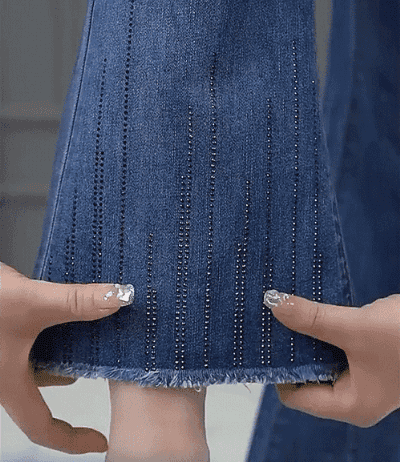 Elastische Fleece-Schlaghose mit hoher Taille