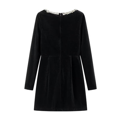 🎅Weihnachts-Specials🎁Elegantes Langarmkleid mit eckigem Ausschnitt