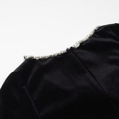 🎅Weihnachts-Specials🎁Elegantes Langarmkleid mit eckigem Ausschnitt