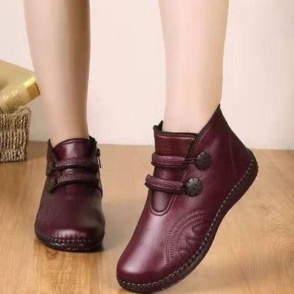 Verdickte, rutschfeste, flache Damenstiefeletten