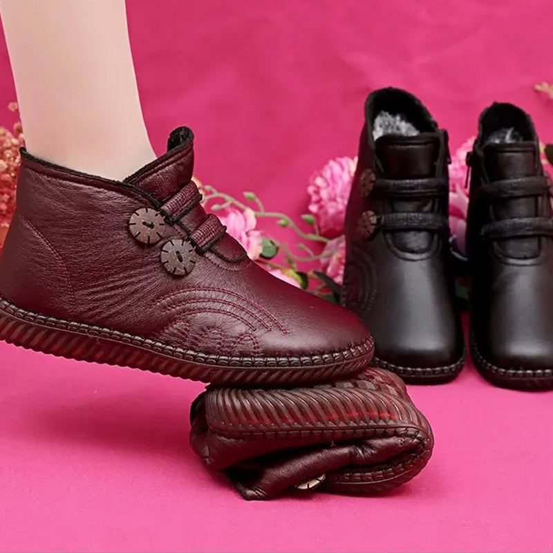 Verdickte, rutschfeste, flache Damenstiefeletten