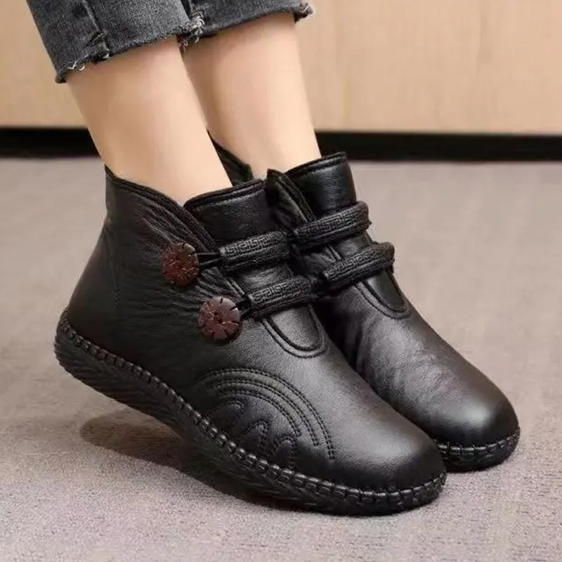 Verdickte, rutschfeste, flache Damenstiefeletten