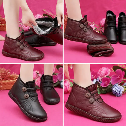 Verdickte, rutschfeste, flache Damenstiefeletten