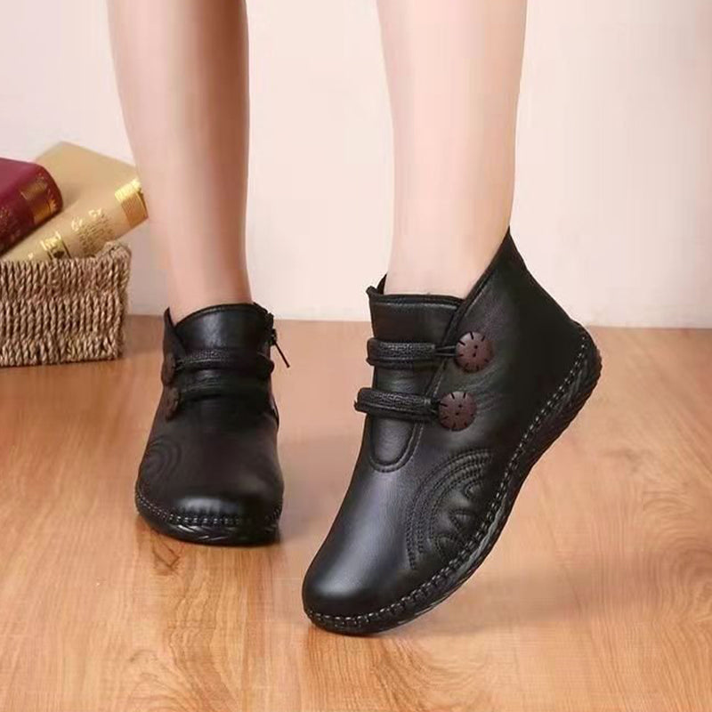 Verdickte, rutschfeste, flache Damenstiefeletten