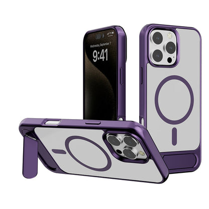 Magnetische Handyhülle in Metallic-Optik mit unsichtbarem Ständer für iPhone 16-13 Serien