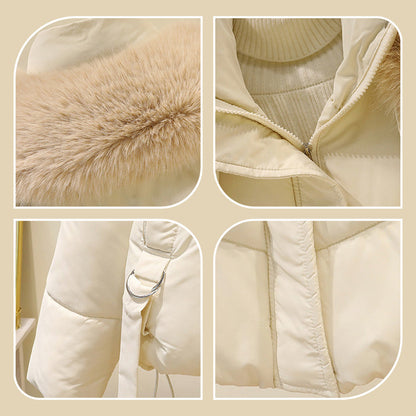 🧥Warme Damen-Kurzjacke mit durchgehendem Reißverschluss und Puffkragen❄️