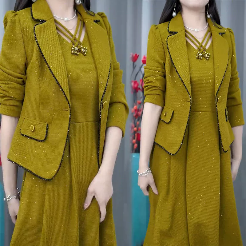 🛍️Modisches 2-teiliges Set aus Blazer und ärmellosem Kleid für Damen