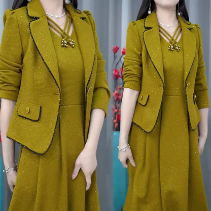 🛍️Modisches 2-teiliges Set aus Blazer und ärmellosem Kleid für Damen