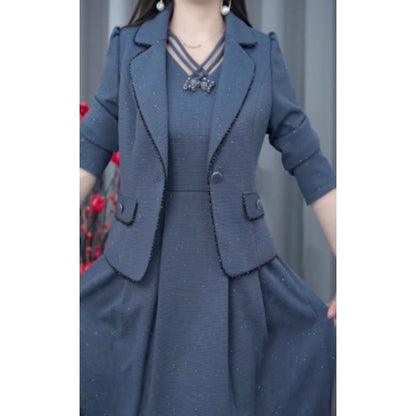 🛍️Modisches 2-teiliges Set aus Blazer und ärmellosem Kleid für Damen