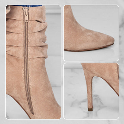 👠Kurze Damenstiefel mit hohem Absatz und spitzer Zehe