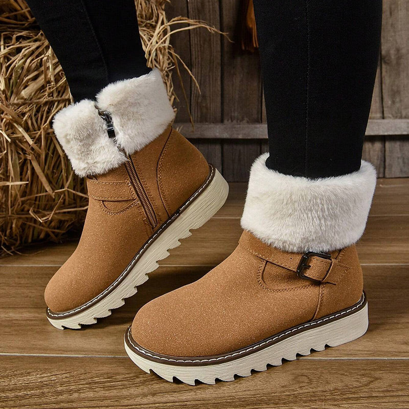Warme Damen-Schneestiefel mit Reißverschluss
