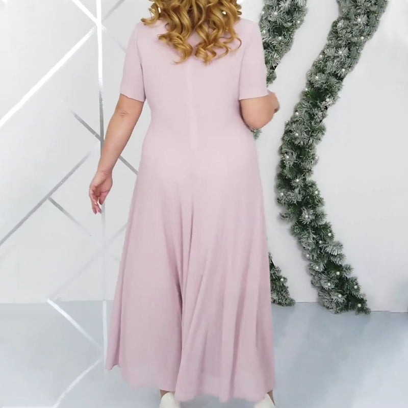 Maximal 50 % Rabatt!🏆Kleid Set in großen Größen mit besticktem Überwurf