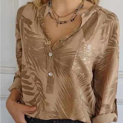 ❤️‍🔥👗Modisches Damen-Oberteil mit Druck und V-Ausschnitt